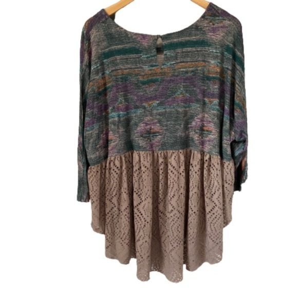 Free People Boho Southwest Dolman Sleeve Peplum Top Womens Small Shirt - Picture 2 of 10